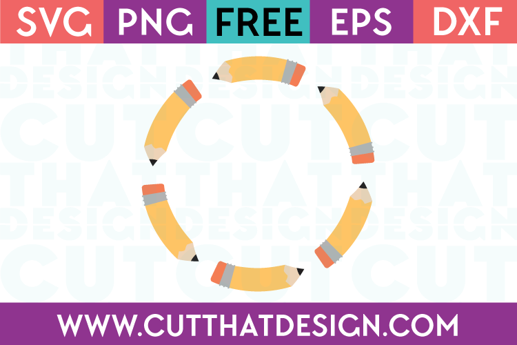 Pencil Circle Monogram Frame Design Free SVG