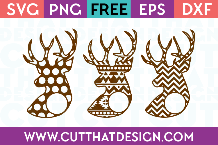 Patterned Deer Head Monogram Designs Free SVG Cutting Files