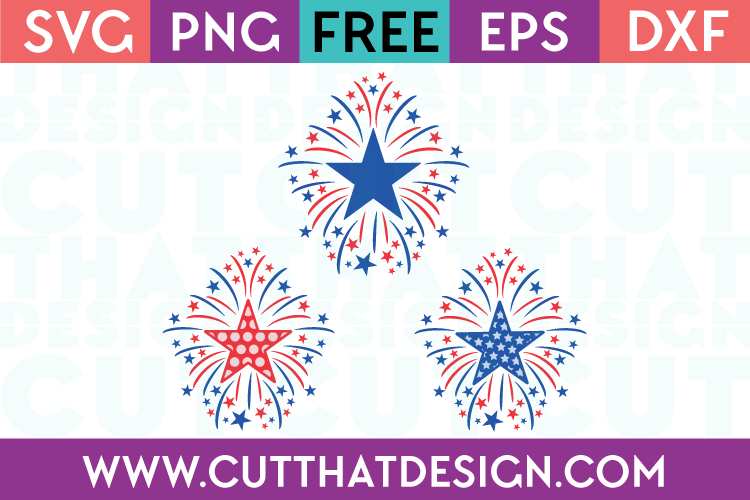 Free SVG Files Star Firework Designs Set Plain, Polka Dot and Star