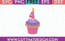 Free SVG Cupcake Number 4 Candle