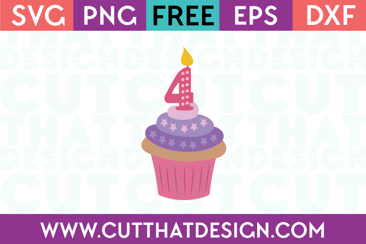 Free SVG Cupcake Number 4 Candle