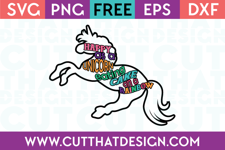 Free SVG Unicorn Eating Cake on a Rainbow