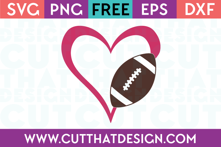 Free Football SVG Cut Files Heart Design