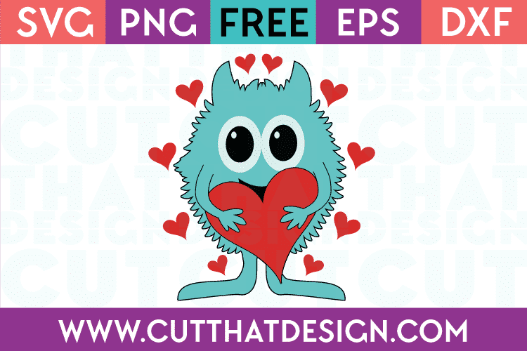 Free SVG Files Valentines Monster with Love Heart