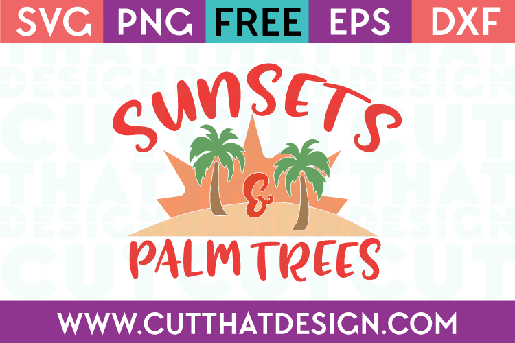Free SVG Summer Sunsets and Palm Trees