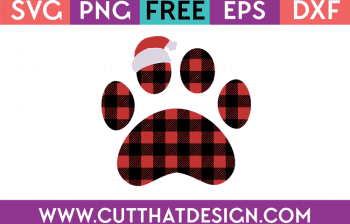 Free SVG Santa Hat Buffalo Plaid Paw