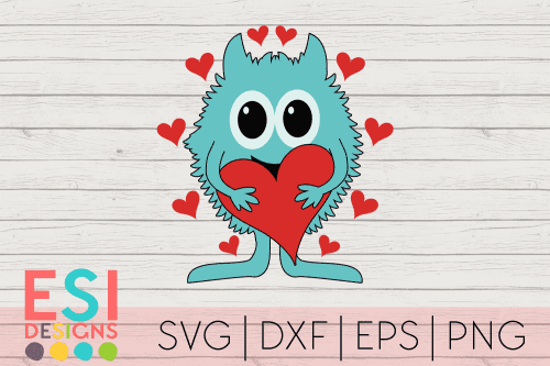 Valentines SVG Cut File Monster Love Heart